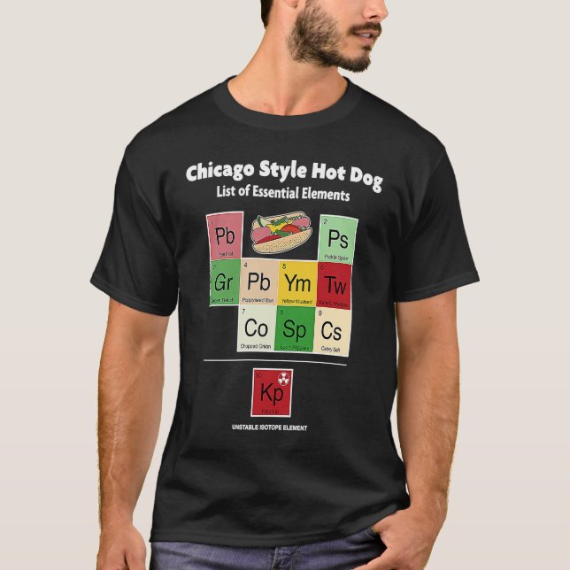Chicago Style Hot Dog List of Essential Elements M T-Shirt (Front)
