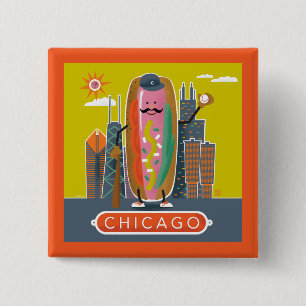 Chicago-Style Hotdog 2 Inch Square Button