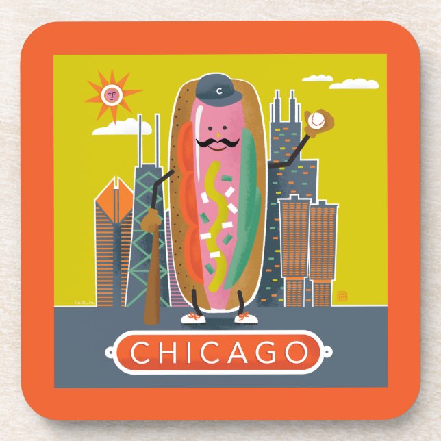 Chicago-Style Hotdog Coaster (Front)