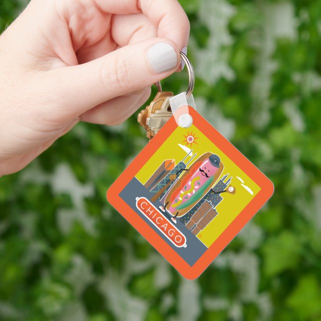 Chicago-Style Hotdog Keychain (Hand)