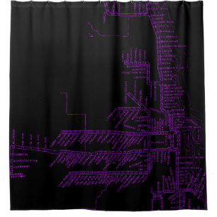 Chicago Subway Map w/ Train stops NEON PURPLE