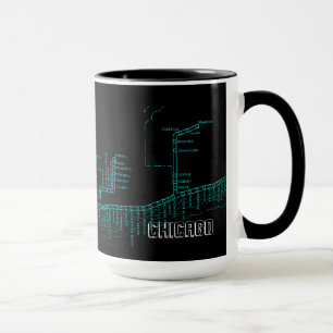Chicago Subway Map w/ Train stops vintage neon Mug