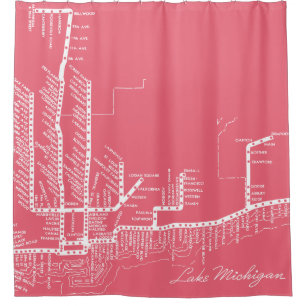 Chicago Subway Map w/ Train stops vintage WHITE