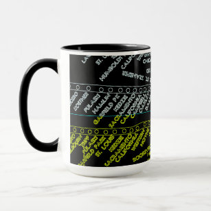 Chicago Subway Train Vintage System Map Route NEON Mug