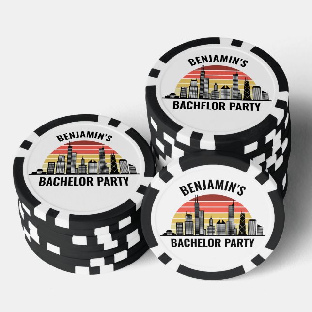 Chicago Sunset Customized Bachelor Party Poker Chips (Stack)