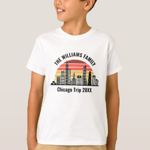 Chicago Sunset Customized Family Trip Kids T-Shirt