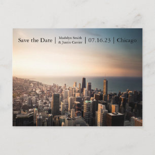 Chicago Sunset Photo - Save the Date Post Card