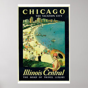 "Chicago - The Vacation City" Vintage Poster