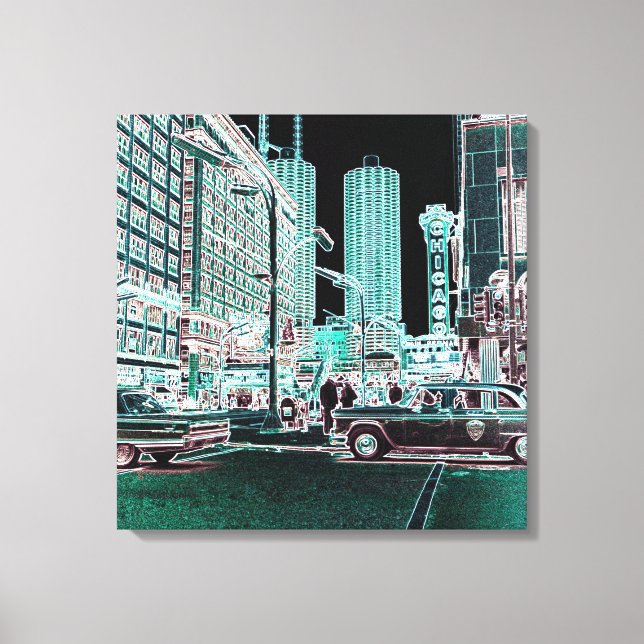 Chicago Theatre State and Lake Theatre 1963 neon Canvas Print (Front)