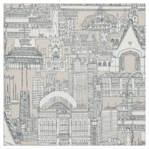Chicago toile dark grey classic beige fabric