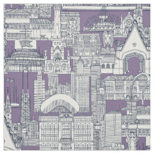 Chicago toile midnight blue violet fabric