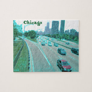 Chicago Traffic in Coloured Foil Jigsaw Puzzle