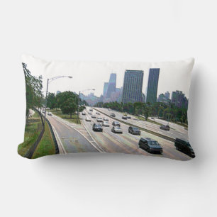 Chicago Traffic in Sandstone Lumbar Pillow