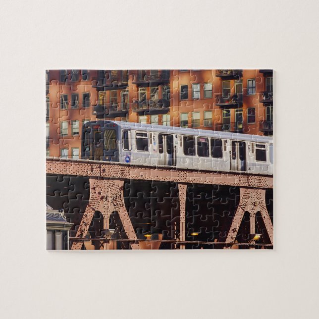 Chicago Train at Riverbend Jigsaw Puzzle (Horizontal)