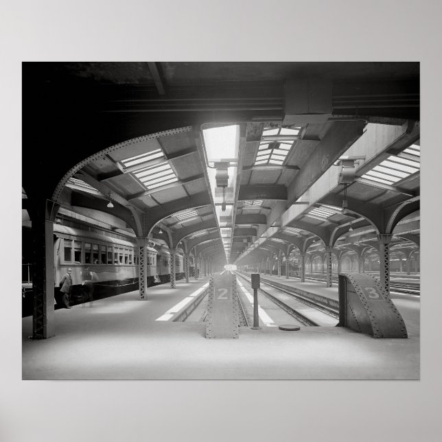 Chicago Train Station, 1920. Vintage Railroad Poster (Front)