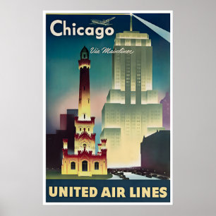 Chicago Travel Poster United Print City Art