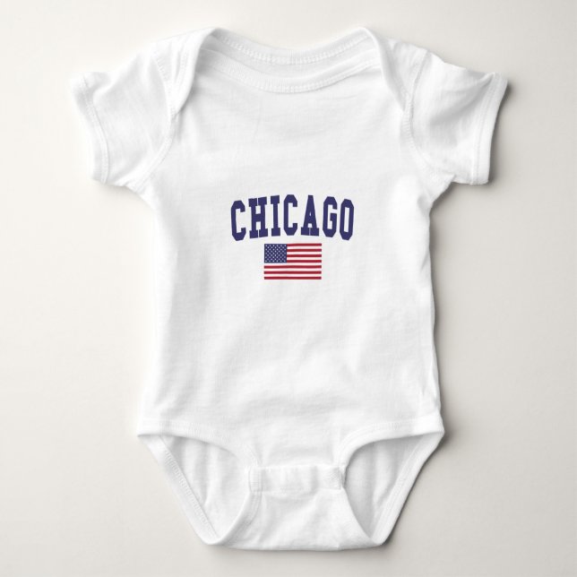 Chicago US Flag Baby Bodysuit (Front)