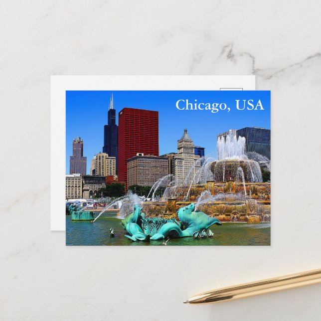 Chicago, USA Vintage Travel Tourism Add Postcard (Front/Back In Situ)