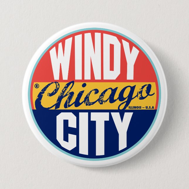 Chicago Vintage Label 3 Inch Round Button (Front)