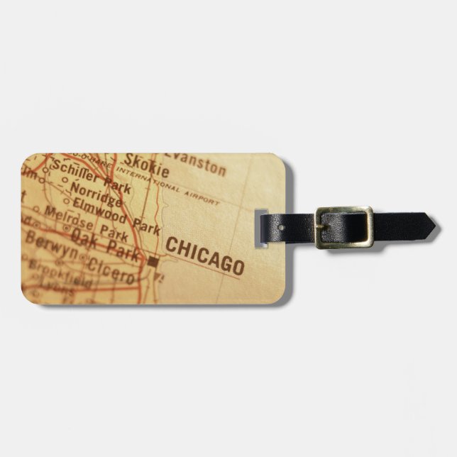 CHICAGO Vintage Map Luggage Tag (Front Horizontal)