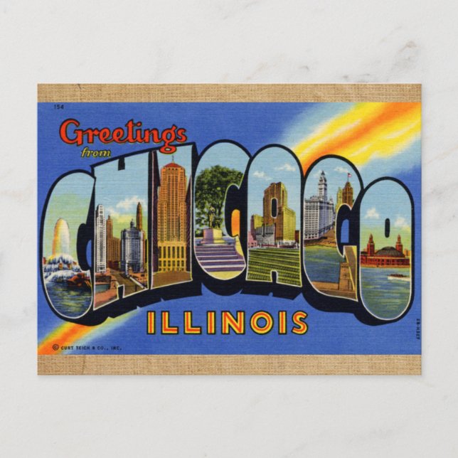 Chicago Vintage Style Travel Postcard Big City ! (Front)