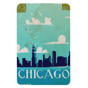 Chicago vintage travel poster magnet