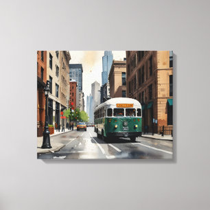 Chicago watercolor art canvas print