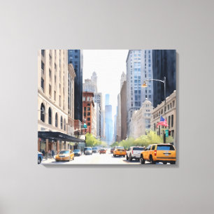 Chicago watercolor art canvas print