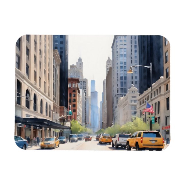 Chicago watercolor art magnet (Horizontal)