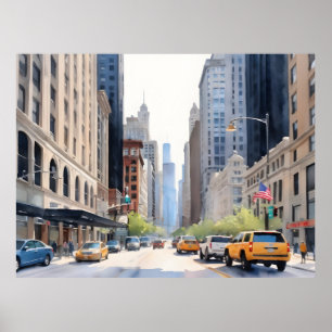 Chicago watercolor art poster