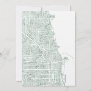 Chicago watercolor map seaglass blue green