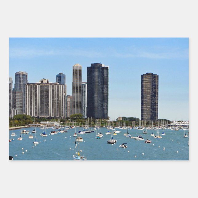 Chicago Waterfront Skyline Photo Wrapping Paper Sheet (Front)