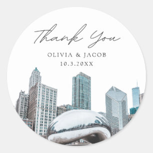 Chicago Wedding Favour Photo Thank You Classic Round Sticker