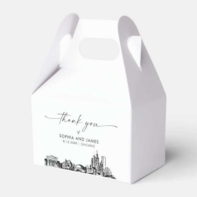 Chicago Wedding Personalized Favour Box (Front Side)