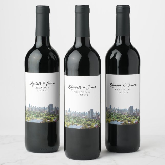 Chicago Wedding Personalized Wine Label (Bottles)