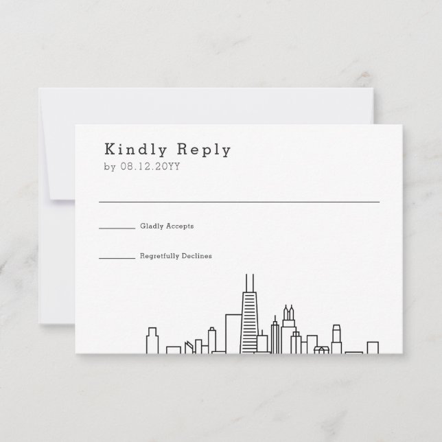 Chicago Wedding | Stylized Skyline RSVP Card (Front)