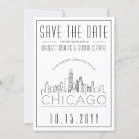 Chicago Wedding | Stylized Skyline Save the Date
