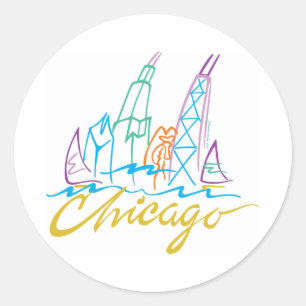 Chicago Windy City Skyline Classic Round Sticker