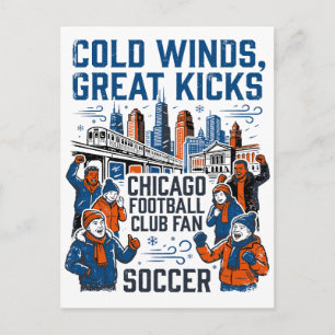 Chicago Winter Match Day Sports Scene Postcard