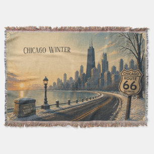 Chicago Winter Route 66 Memories Cozy Throw Blanket