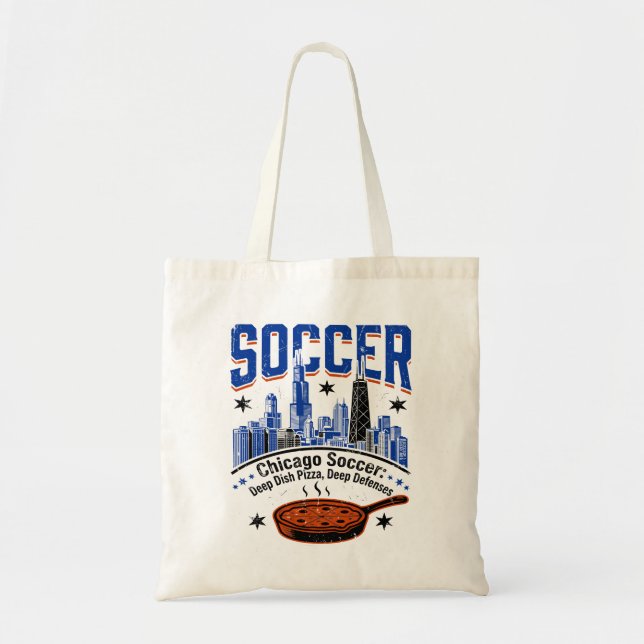 Chicago Winter Snow And Deep Dish Pizza Tote Bag (Front)