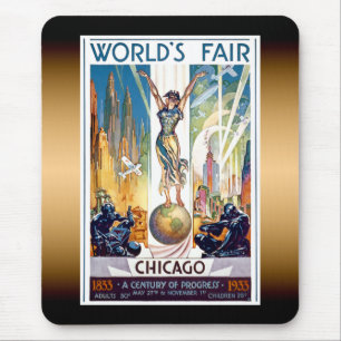 Chicago World's Fair 1933 - Vintage Retro Art Deco Mouse Pad