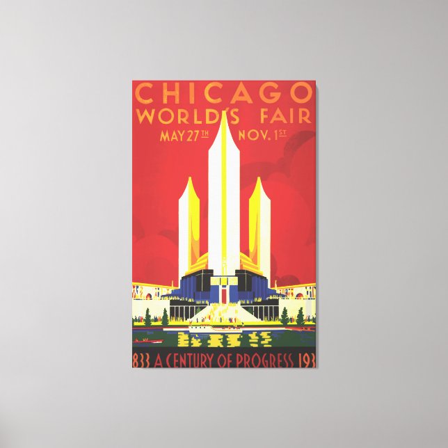 Chicago Worlds Fair Vintage Poster Canvas Print (Front)