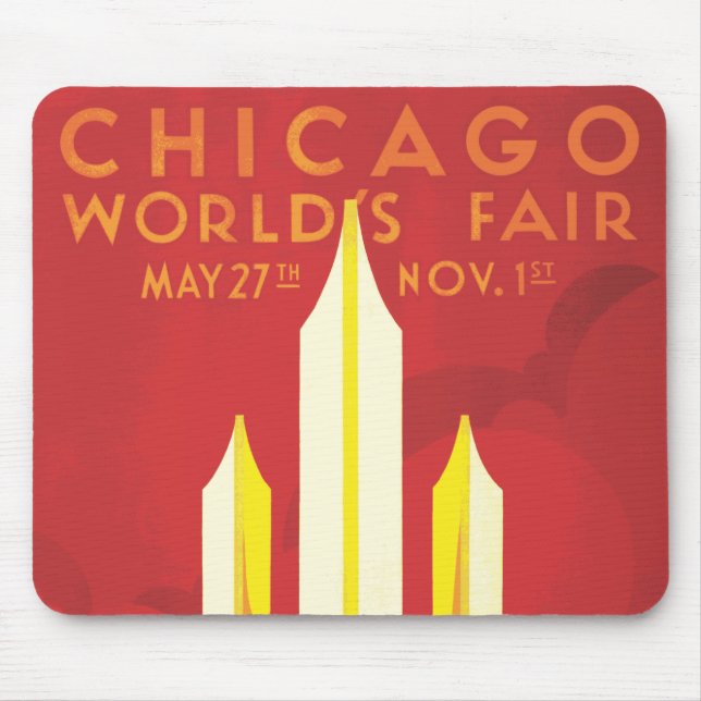 Chicago Worlds Fair Vintage Poster Mouse Pad (Front)