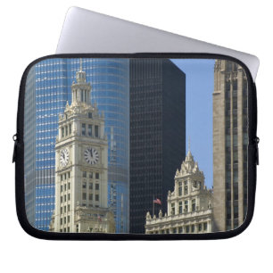 Chicago, Wrigley Building with Trump Hotel & Laptop Sleeve
