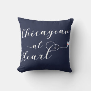 Chicagoan At Heart Throw Cushion, Chicago Pillow