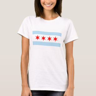 Chicagoan Light Blue Stripe Red Stars Chicago Flag T-Shirt