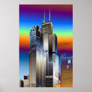 Chicago's Willis/Sears tower digital drawing Poster