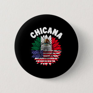 Chicana Mexican Pride Flag Mexico Roots Heritage 2 Inch Round Button