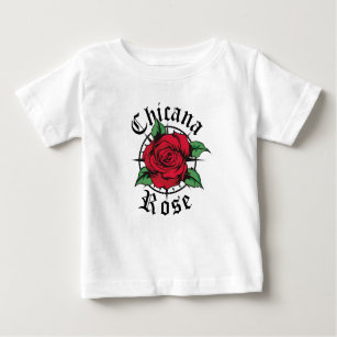 Chicana Rose Old School Red Roses Chican Baby T-Shirt